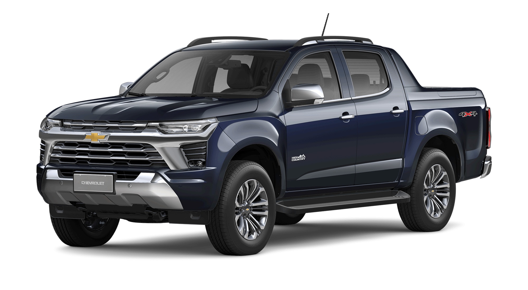 Chevrolet Colorado HC color Azul Lunar Metalizado destacando su diseño pickup